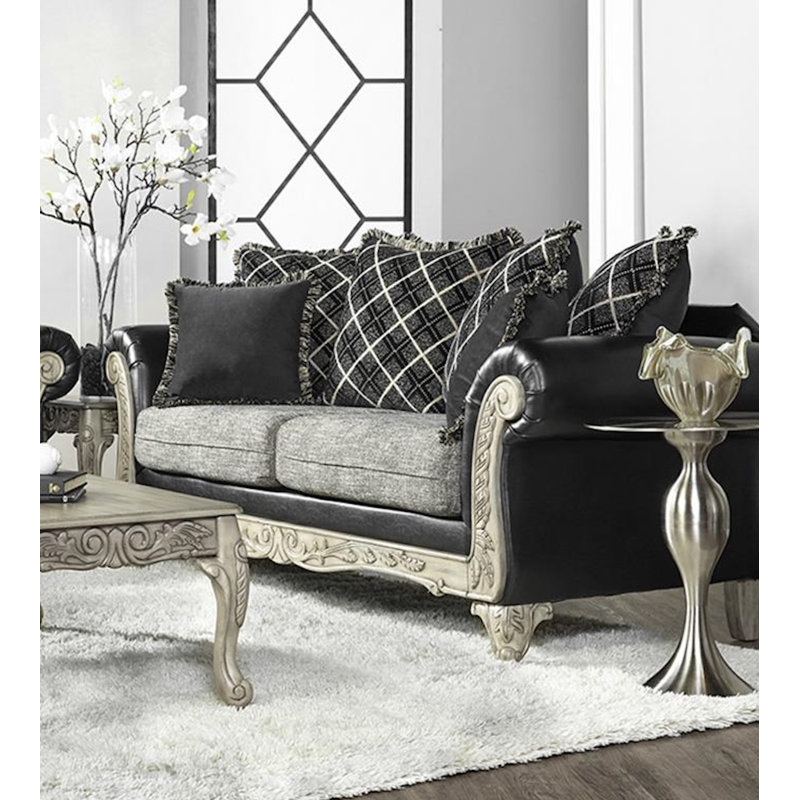 Grey patterned loveseat discount